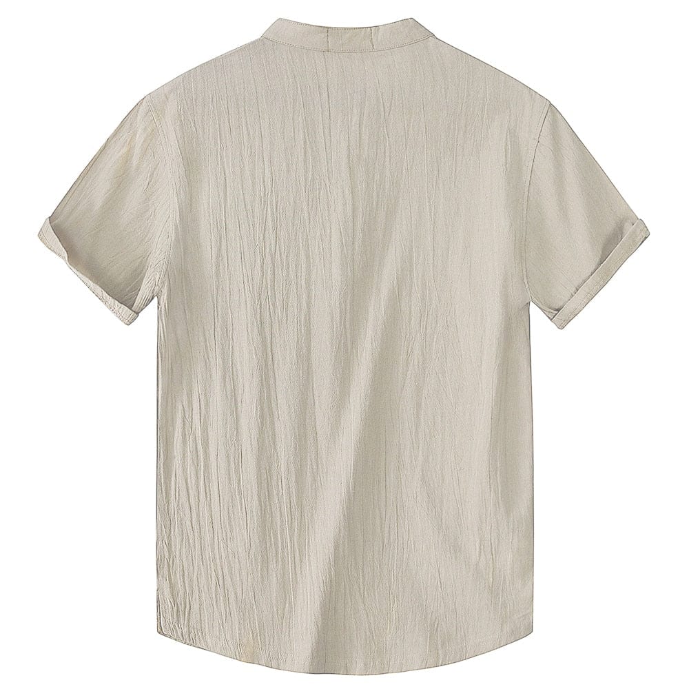 Armand | Men's Buttoned Band Collar Short Sleeve Shirt