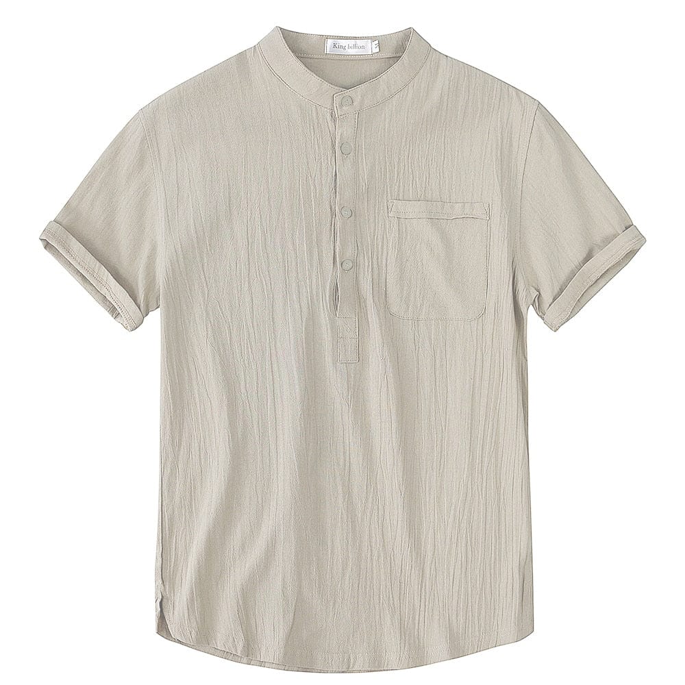 Armand | Men's Buttoned Band Collar Short Sleeve Shirt