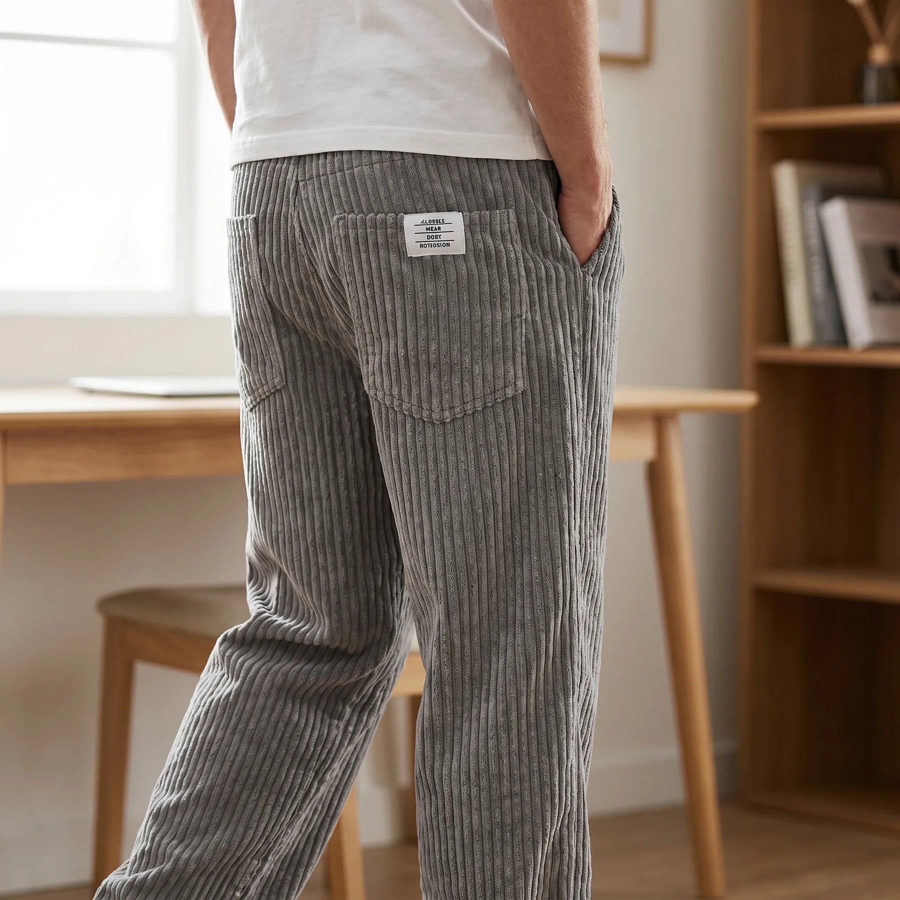 Armond | Men's Back Pocket Ribbed Straight Leg Trousers