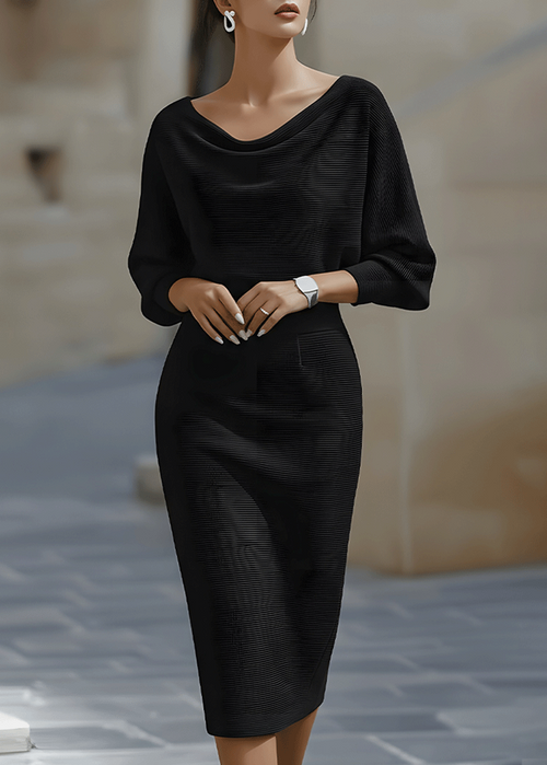 Arnetta | Women’s Textured Draped Batwing Midi Dress