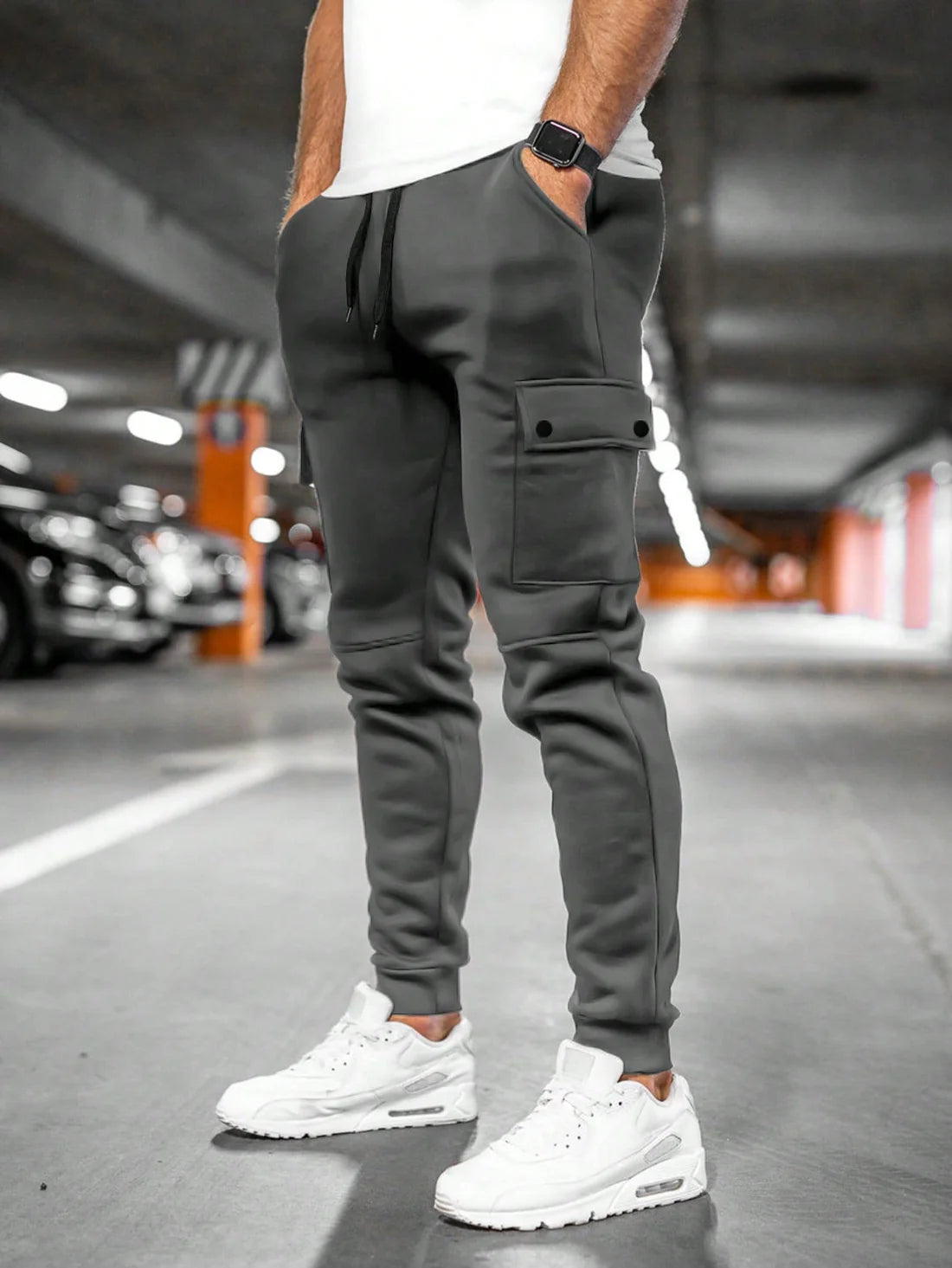 Ashford | Men's Drawstring Pockets Cargo Slim Fit Trousers