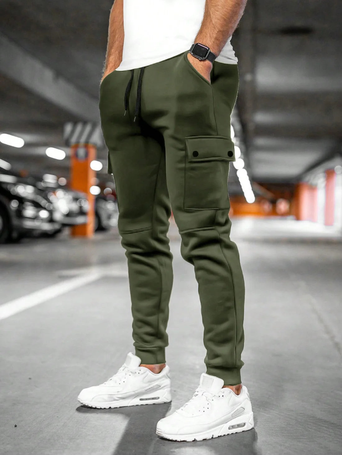 Ashford | Men's Drawstring Pockets Cargo Slim Fit Trousers