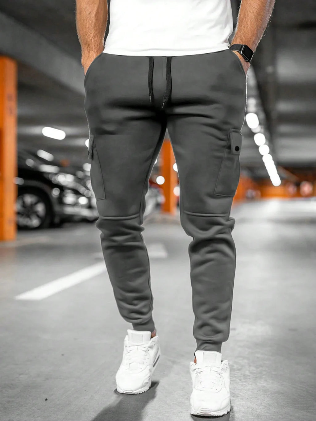 Ashford | Men's Drawstring Pockets Cargo Slim Fit Trousers