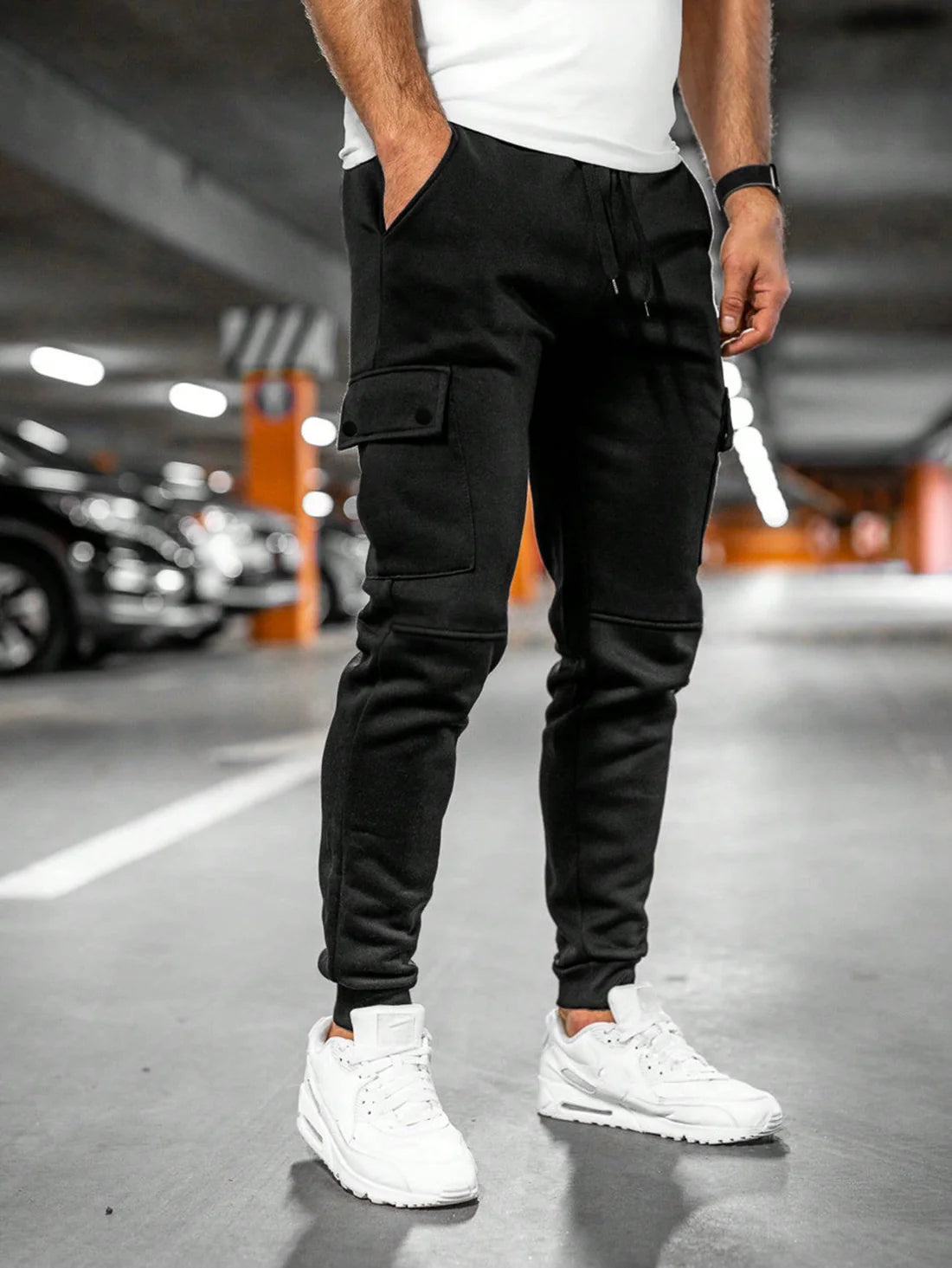 Ashford | Men's Drawstring Pockets Cargo Slim Fit Trousers