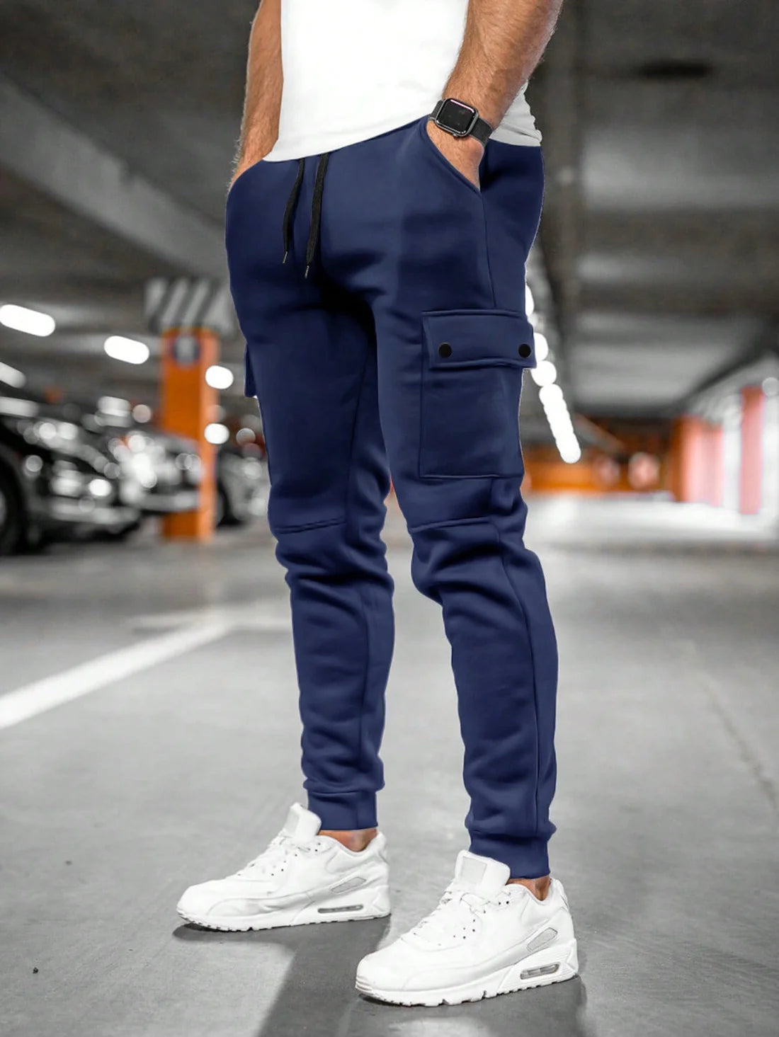 Ashford | Men's Drawstring Pockets Cargo Slim Fit Trousers