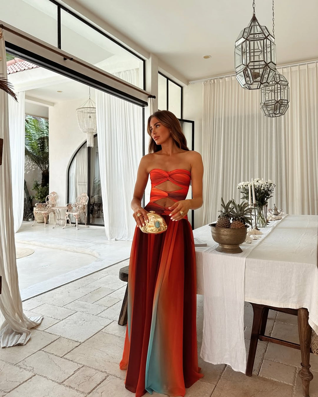 Ashlyn | Women’s Cut Out High Slit Flowy Maxi Dress