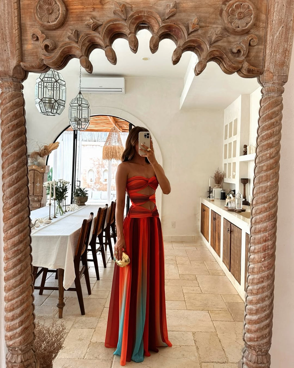 Ashlyn | Women’s Cut Out High Slit Flowy Maxi Dress