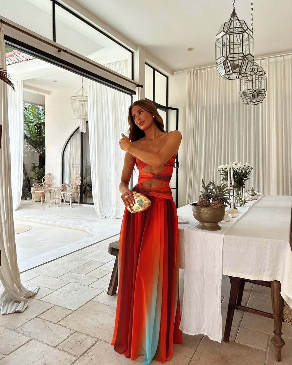 Ashlyn | Women’s Cut Out High Slit Flowy Maxi Dress