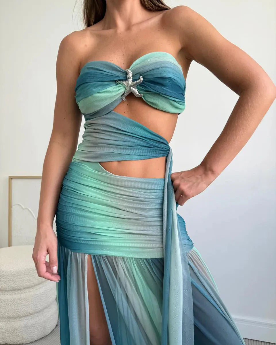 Ashlyn | Women’s Cut Out High Slit Flowy Maxi Dress