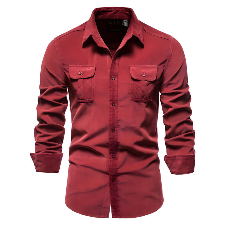Ashwin | Men's Structured Collar Pocket Button Front Shirt