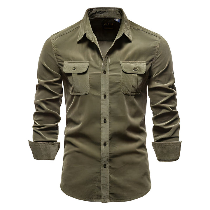 Ashwin | Men's Structured Collar Pocket Button Front Shirt