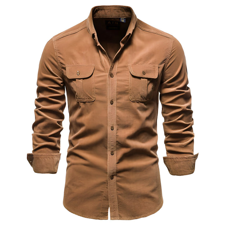 Ashwin | Men's Structured Collar Pocket Button Front Shirt