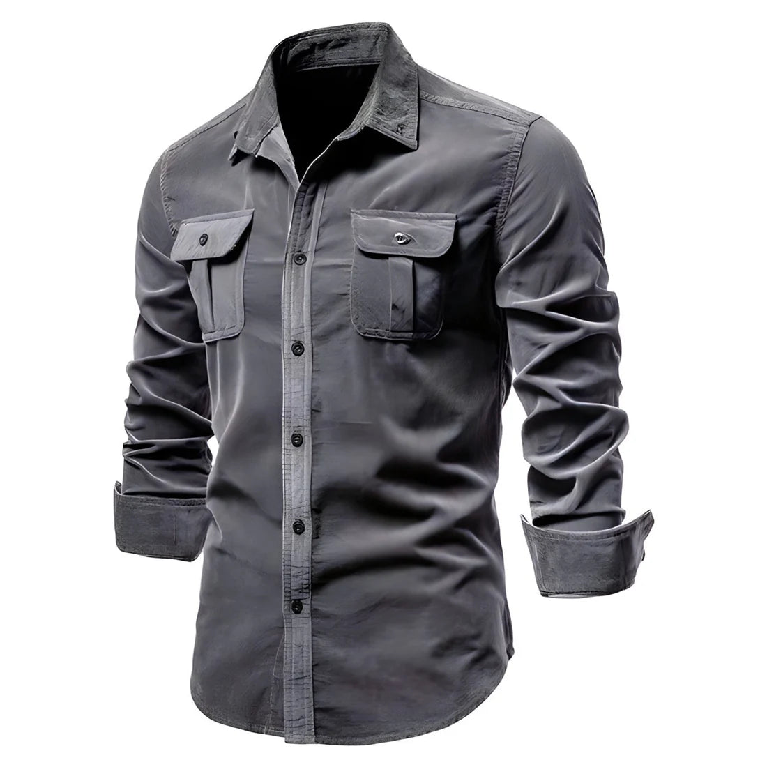Ashwin | Men's Structured Collar Pocket Button Front Shirt