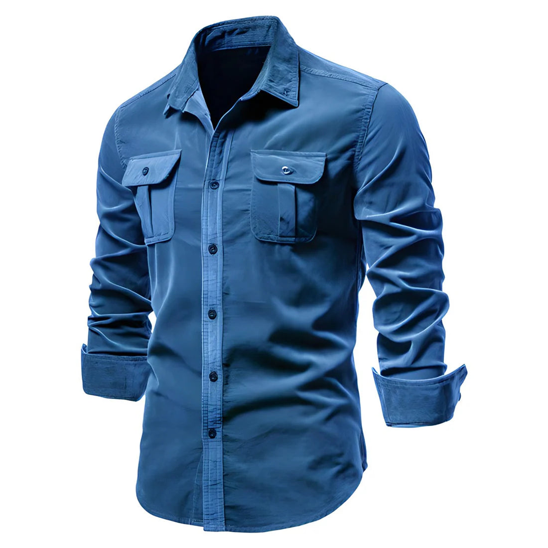 Ashwin | Men's Structured Collar Pocket Button Front Shirt