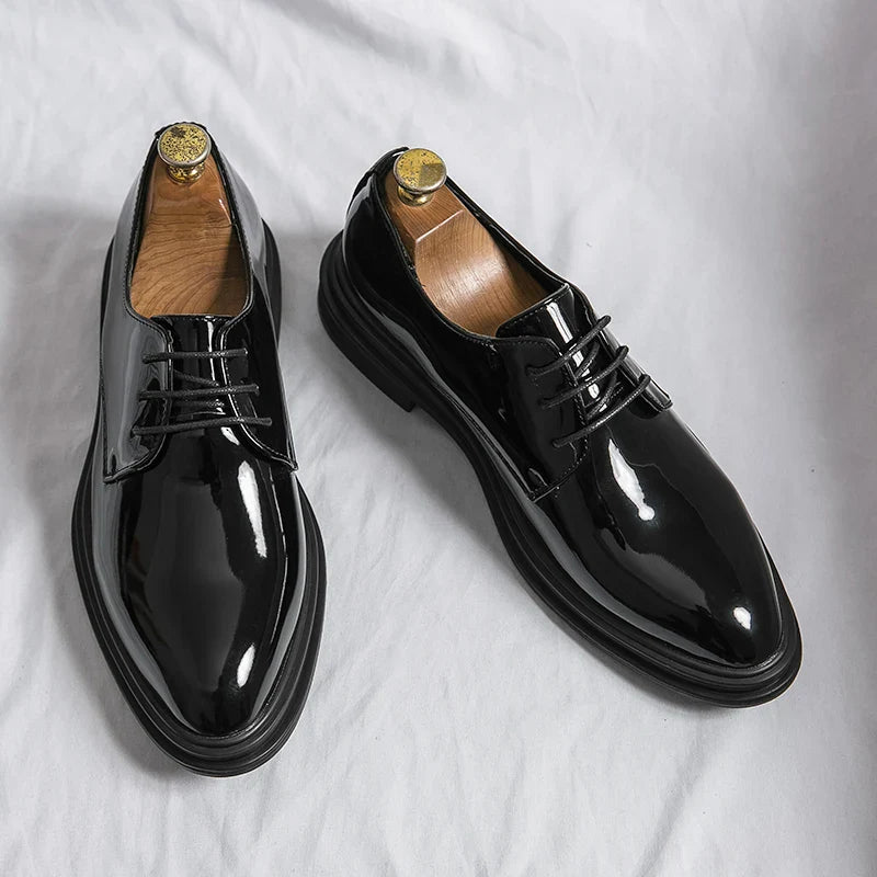 August | Men's Lace-Up Pointed Toe Black Dress Shoes