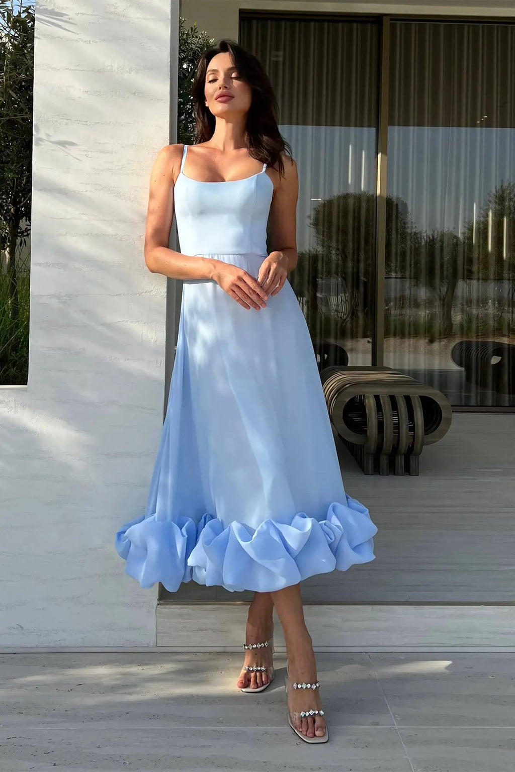 Aurora | Women’s Sleeveless Scoop Neck Flowy Wedding Guest Dress