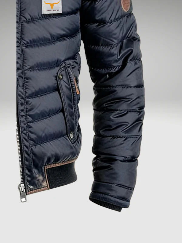 Avraham | Men’s Front Zip Stand Collar Long Sleeve Bomber Jacket
