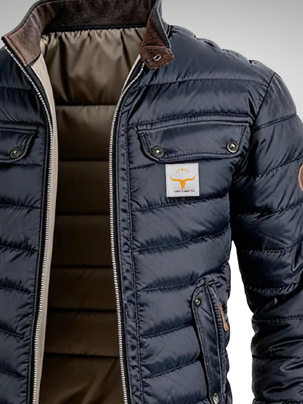 Avraham | Men’s Front Zip Stand Collar Long Sleeve Bomber Jacket