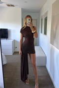 Babette | Women’s Draped Asymmetrical High Neck Prom Dress