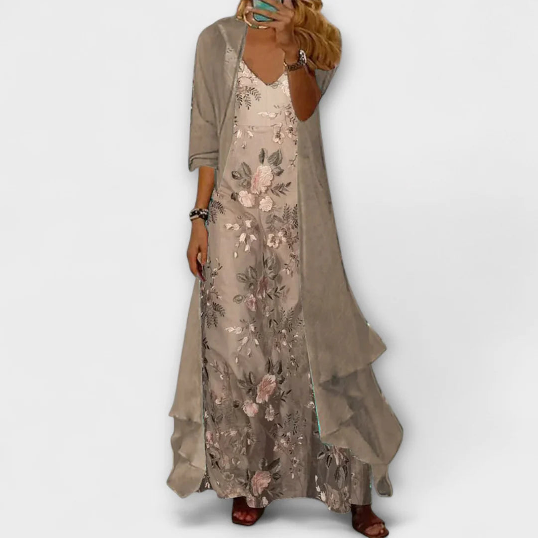 Beatrice | Two Piece Women’s Floral V Neck Maxi Dress