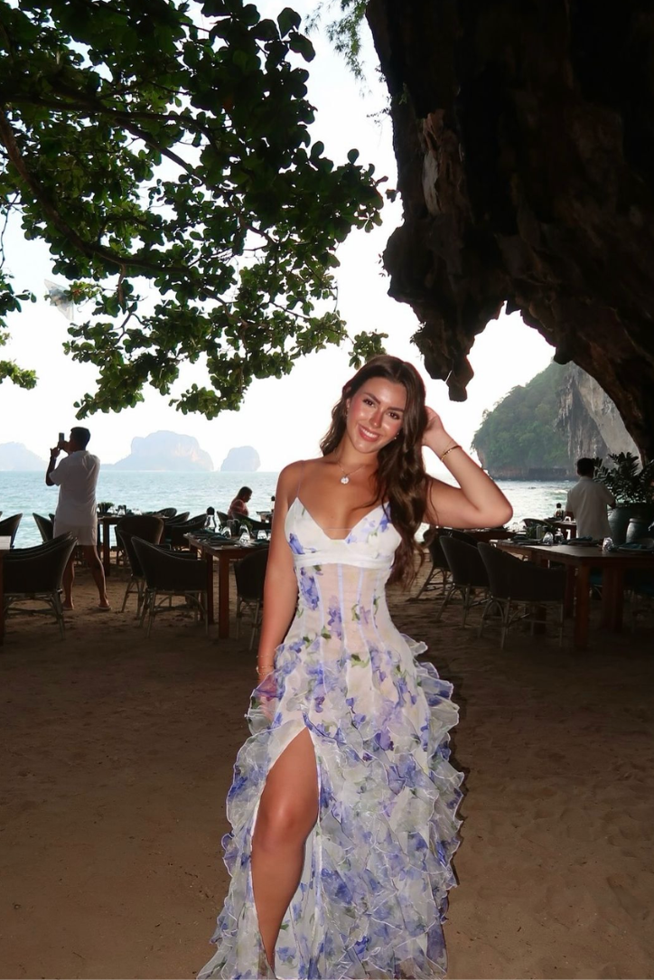 Bernice | Women’s Sleeveless High Slit V Neck Floral Maxi Dress