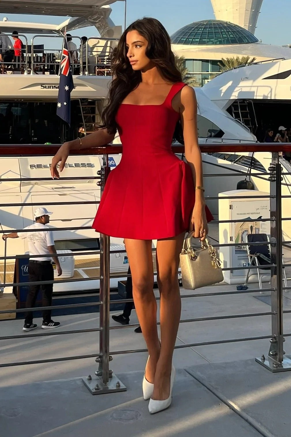 Bertha | Women’s Sleeveless Square Neck Wedding Guest Mini Dress