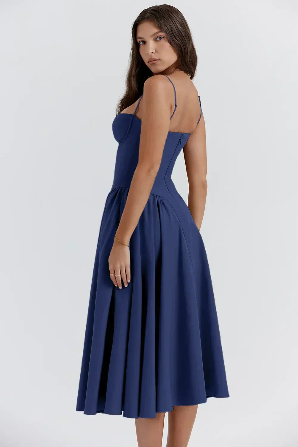Beth | Women’s Sleeveless Corset Pleated Midi Party Dress