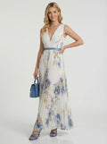 Betty | Women’s V Neck Printed Sleeveless Maxi Dress