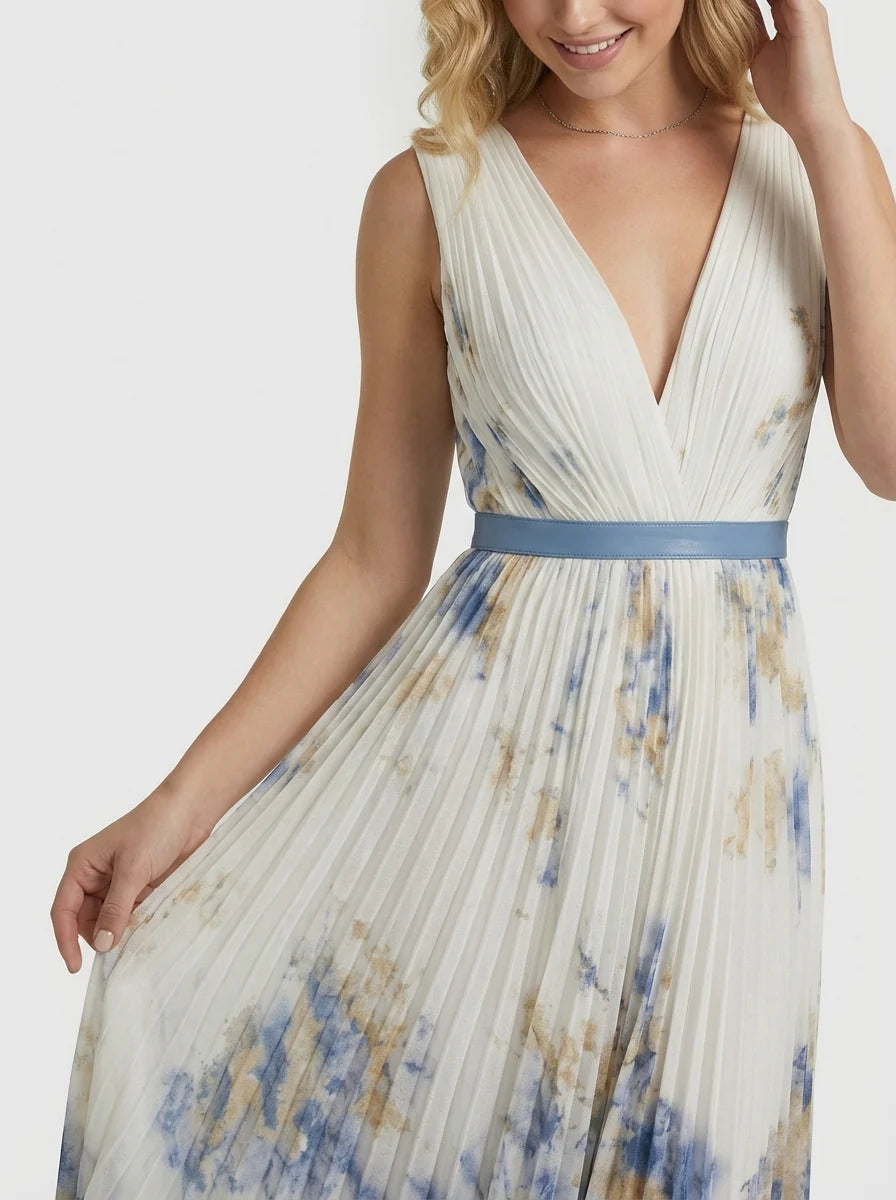 Betty | Women’s V Neck Printed Sleeveless Maxi Dress