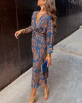 Beverly | Women’s Long Sleeve Floral Midi Wedding Guest Dress