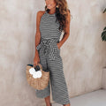 Bianca | Women’s Wide Leg Striped High Neck Jumpsuit