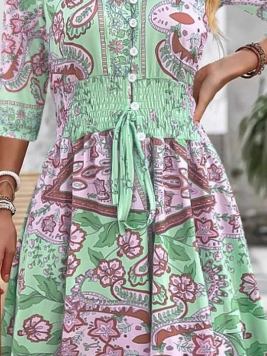 Briony | Women’s Floral Print V Neck Flowy Maxi Dress