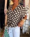 Bronwen | Women’s Scallop Print V Neck Summer Top