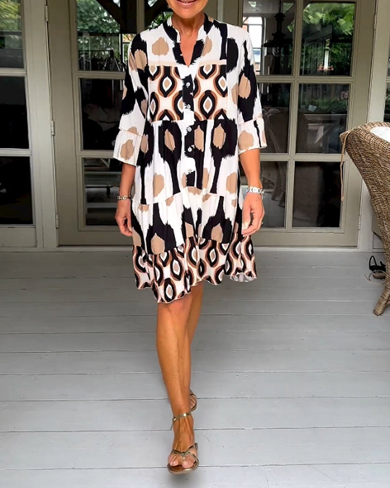 Brynn | Women’s Short Sleeve Printed V Neck Mini Dress