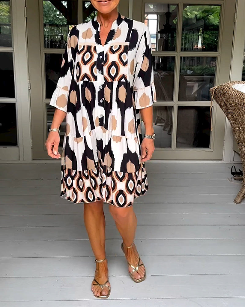 Brynn | Women’s Short Sleeve Printed V Neck Mini Dress