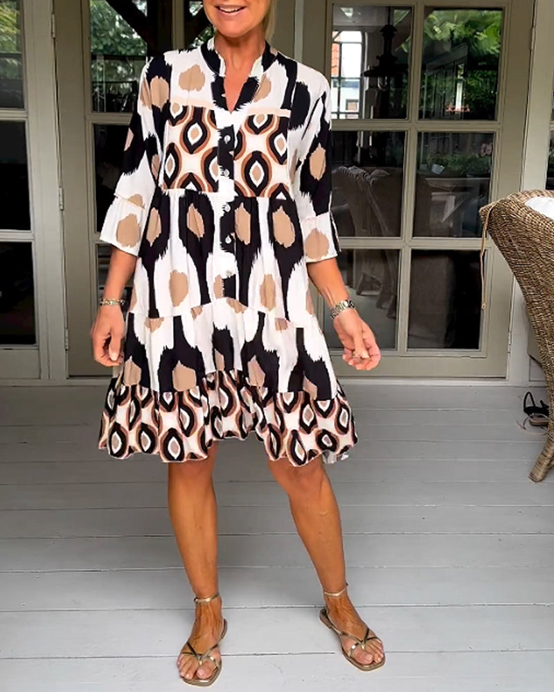 Brynn | Women’s Short Sleeve Printed V Neck Mini Dress