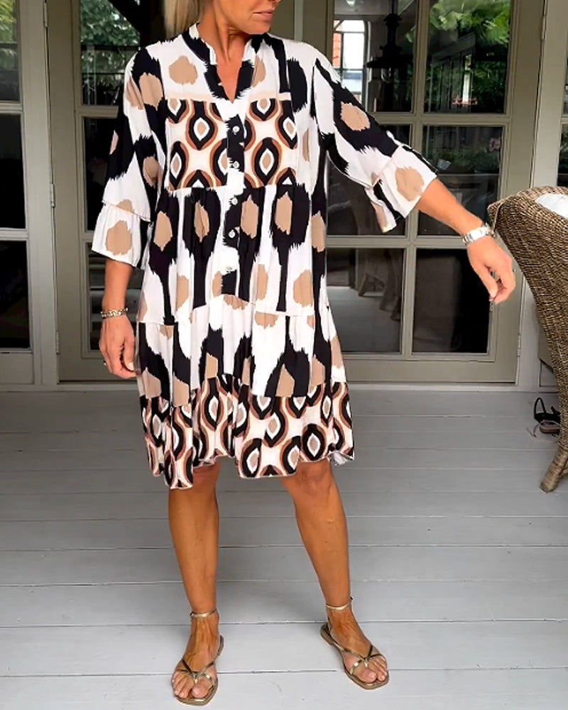 Brynn | Women’s Short Sleeve Printed V Neck Mini Dress