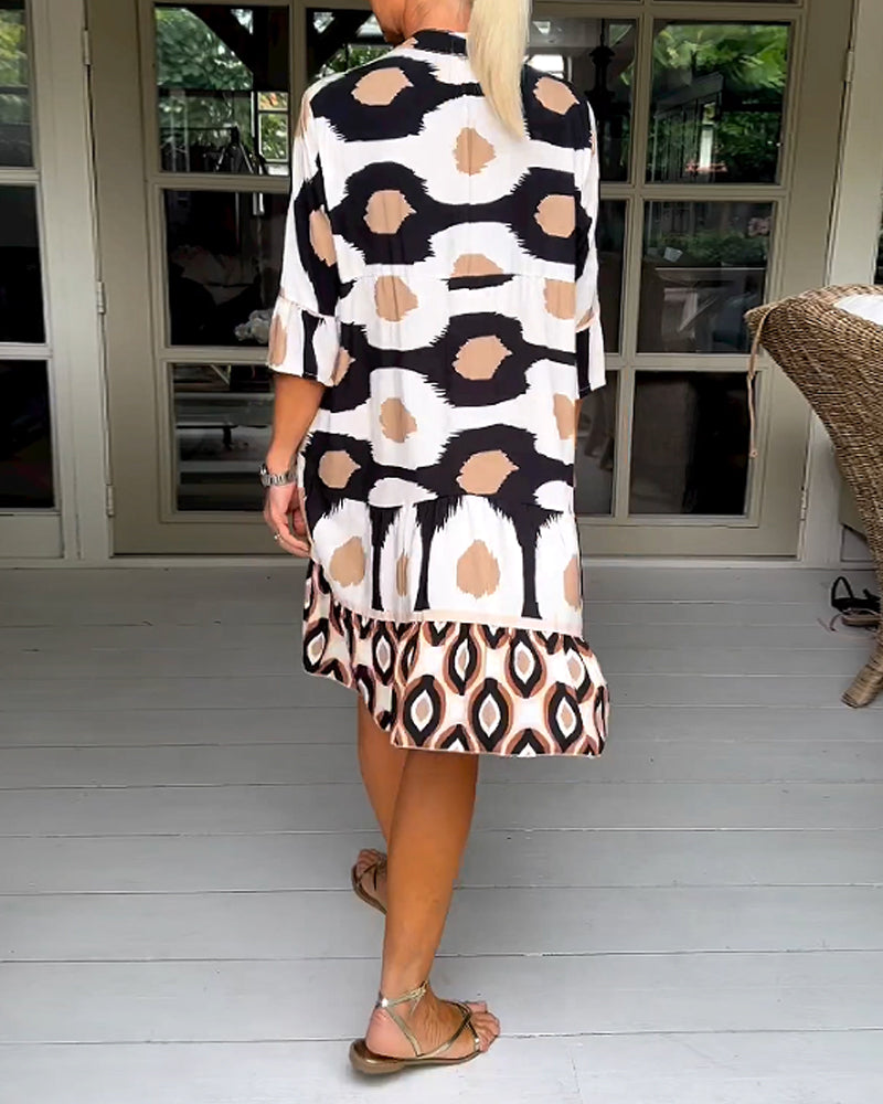 Brynn | Women’s Short Sleeve Printed V Neck Mini Dress