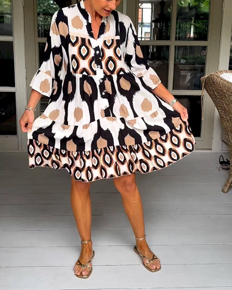 Brynn | Women’s Short Sleeve Printed V Neck Mini Dress