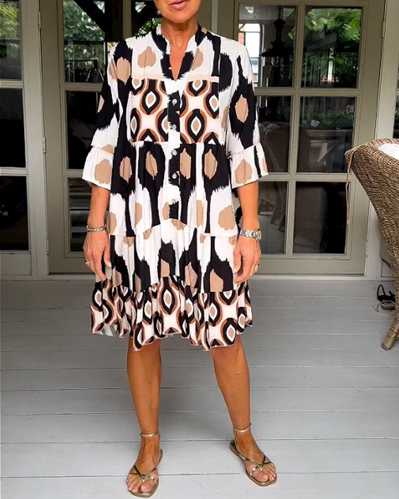 Brynn | Women’s Short Sleeve Printed V Neck Mini Dress