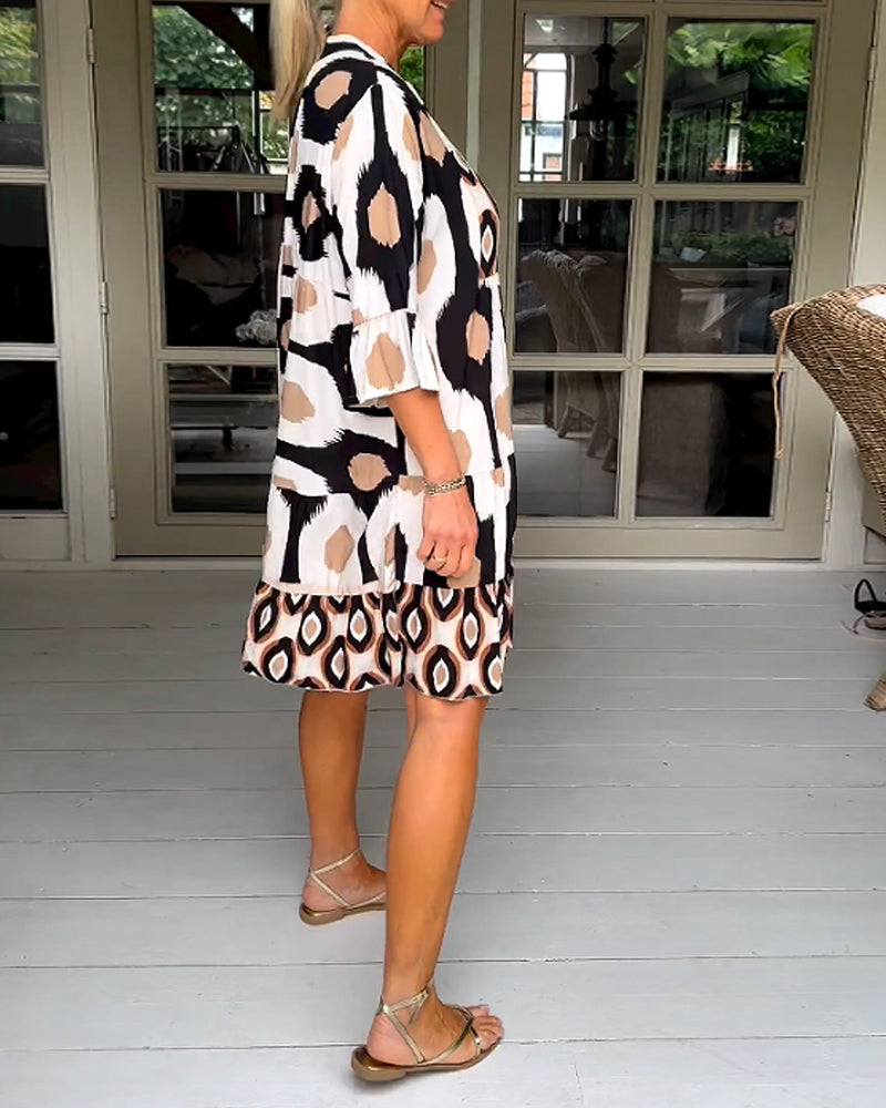 Brynn | Women’s Short Sleeve Printed V Neck Mini Dress