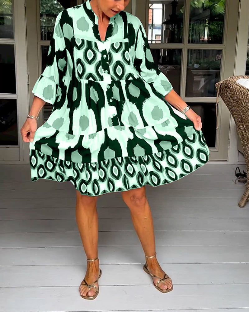 Brynn | Women’s Short Sleeve Printed V Neck Mini Dress