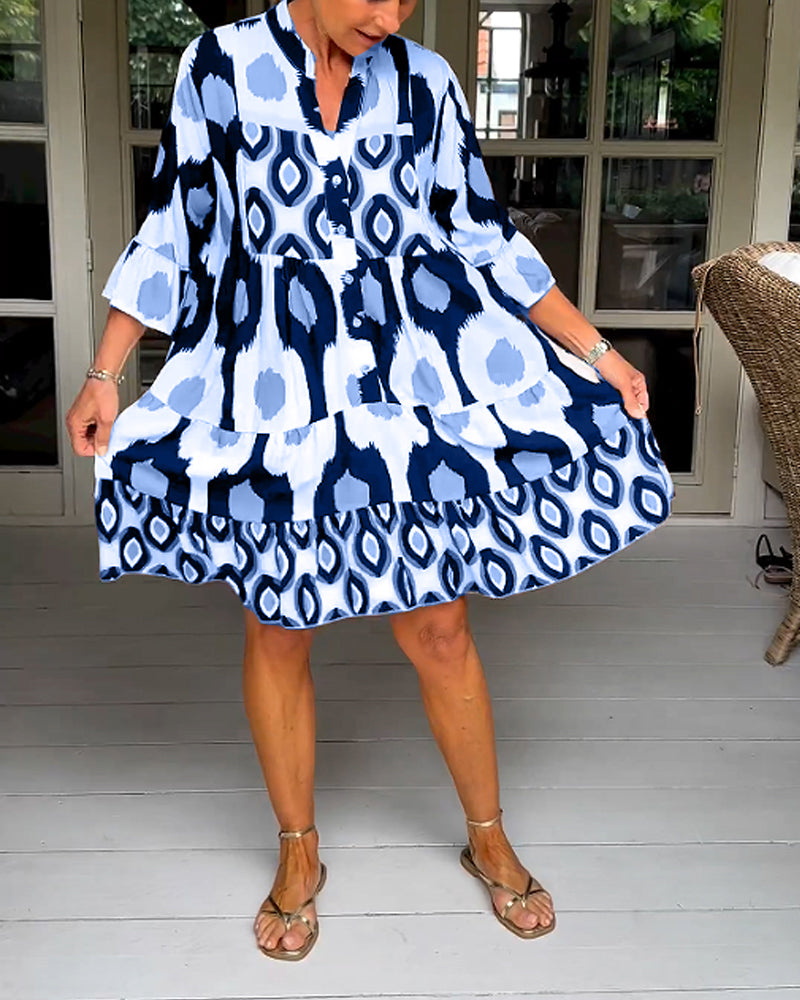 Brynn | Women’s Short Sleeve Printed V Neck Mini Dress