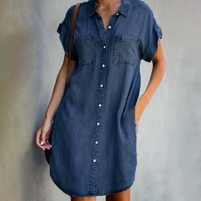 Callie | Women’s Collared Button Front Summer Mini Dress