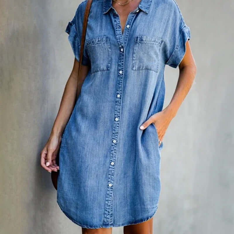 Callie | Women’s Collared Button Front Summer Mini Dress