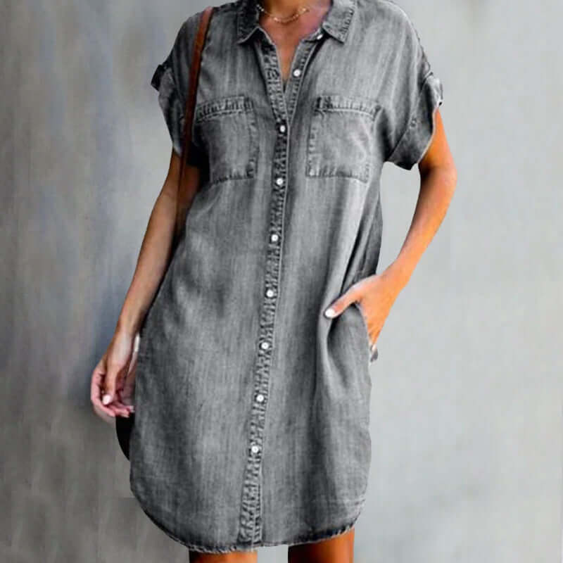 Callie | Women’s Collared Button Front Summer Mini Dress