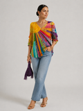 Caoilfhinn | Women's Patchwork Sunburst V-Neck Boho Blouse
