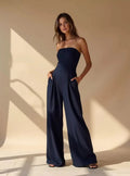 Carla | Women’s Strapless Sleeveless Wide Leg Jumpsuit