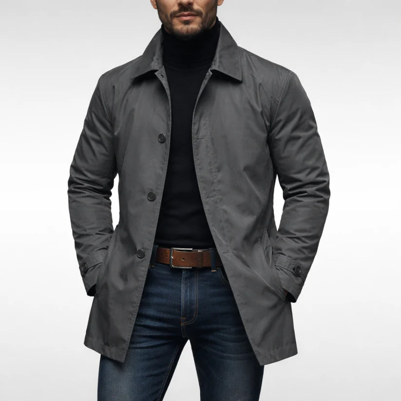 Chadwick | Men’s Long Sleeve Button Front Pointed Collar Pockets Coat