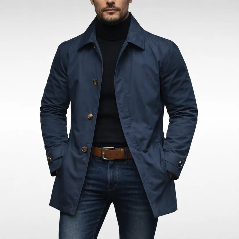 Chadwick | Men’s Long Sleeve Button Front Pointed Collar Pockets Coat